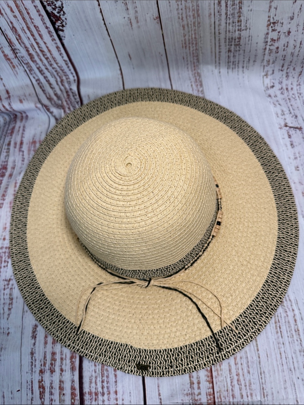 Solfish Natural Straw Wide Brim Sun Hat - Picture 15 of 15